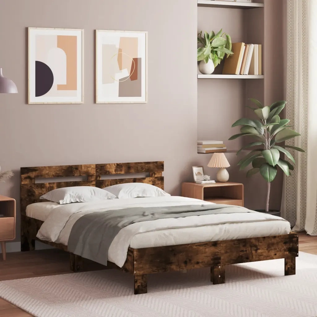 Giroletto con Testiera e LED-Struttura Letto con testiera Rovere Fumo 120x190 cm 140773