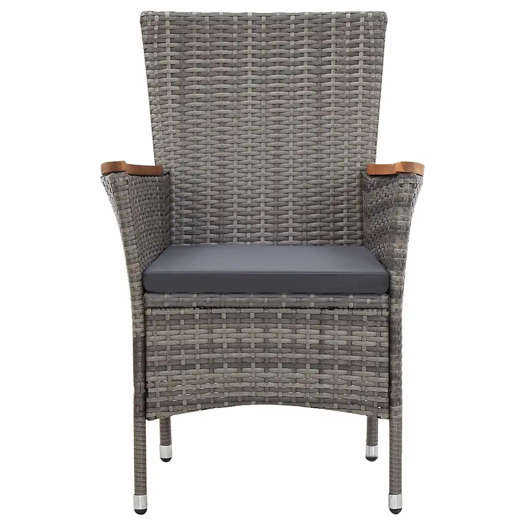 Set da Pranzo da Giardino 9 pz con Cuscini in Polyrattan Grigio 46083