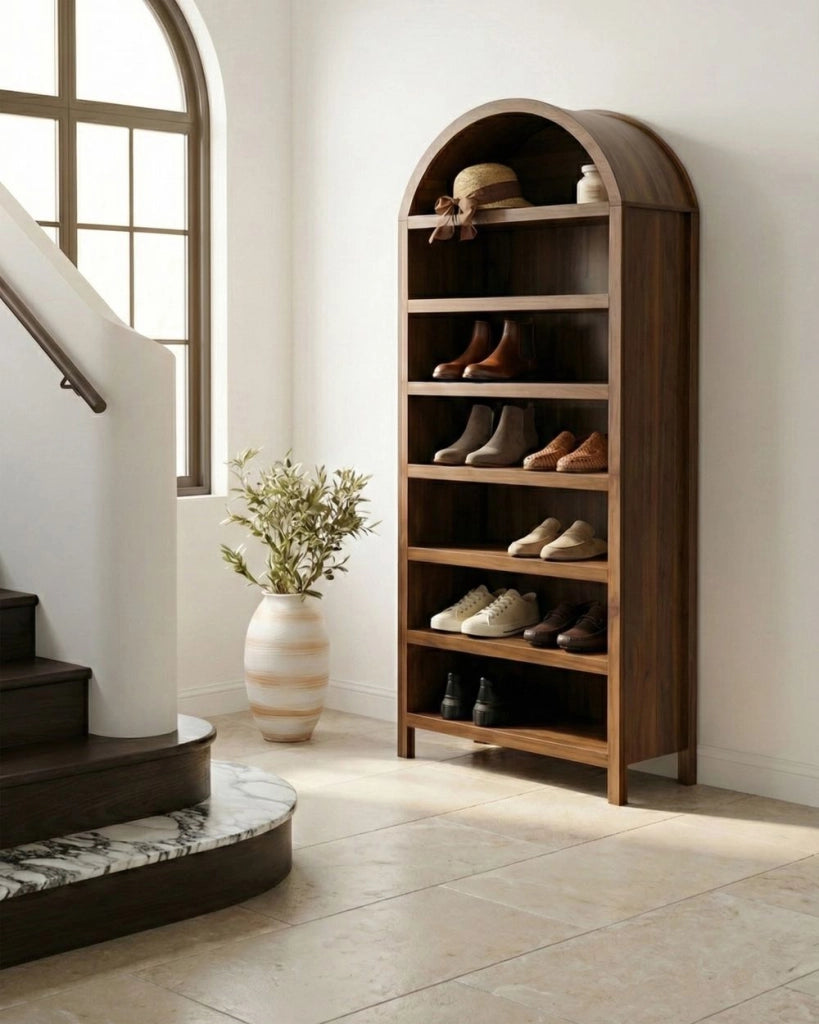 Scarpiera in MDF marrone scuro con 6 scomparti per scarpe
