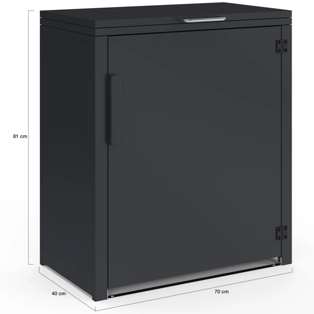 IDMarket - Armadio da giardino in metallo 70 x 40 x 80 cm grigio antracite con tetto sollevabile, doppia anta e ripiano