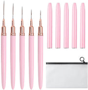 Set di pennelli per nail art 5 in 1 con tasca di conservazione - pennello per linea, pennelli per nail art, pennelli per nail art, pennelli per nail art, pennelli per nail art - design rosa