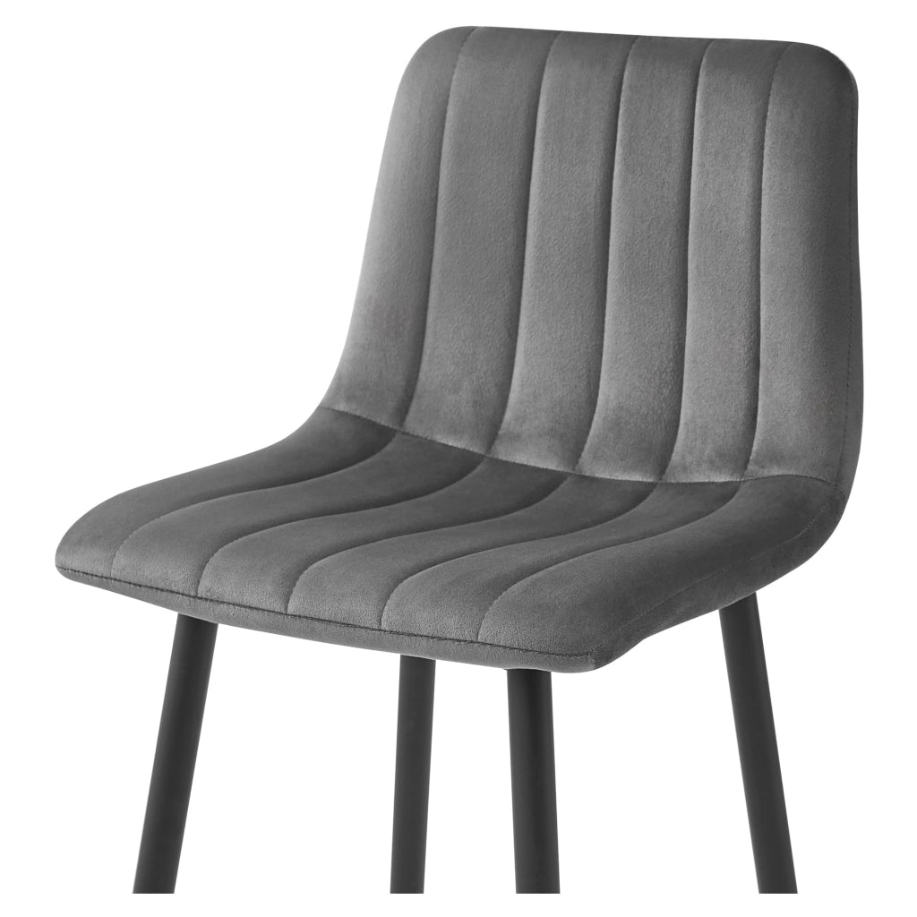 Sgabello Valora POZZA in velluto grigio scuro con gambe nere per cucina x3