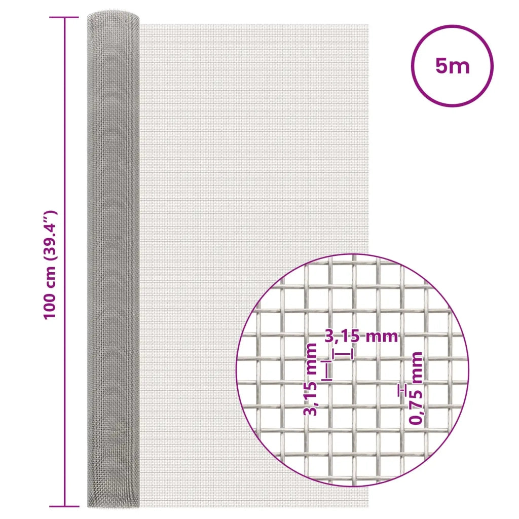 Rete per schermatura 100 x 500 cm 6 Mesh Argento 42039657