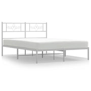 Letto matrimoniale | Letto per adulti | Giroletto con Testiera Metallo Bianco 150x200 cm