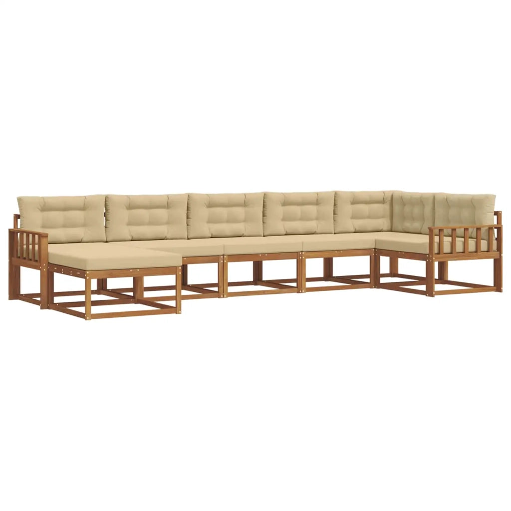 Set di divani da esterno con cuscino 7 pcs Naturale e Beige