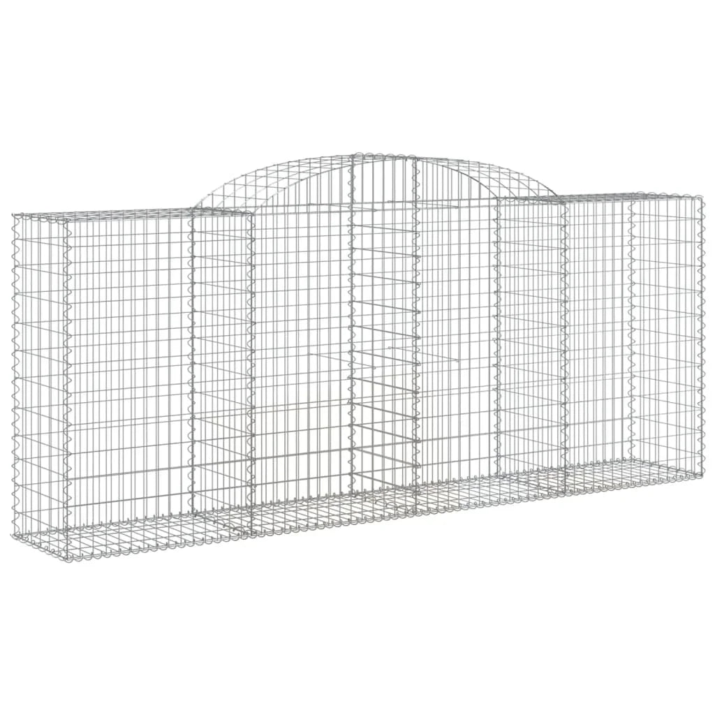 Cestini gabbioni recinzione a gabbia muro di contenimento ad arco 5 pezzi 300 x 50 x 120/140 cm ferro zincato argento 02_0040912
