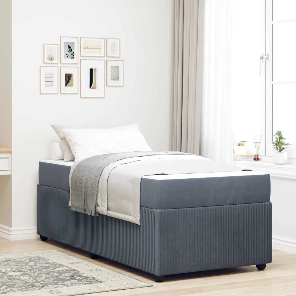 Struttura del letto Grigio scuro 90 x 190 cm Tessuto