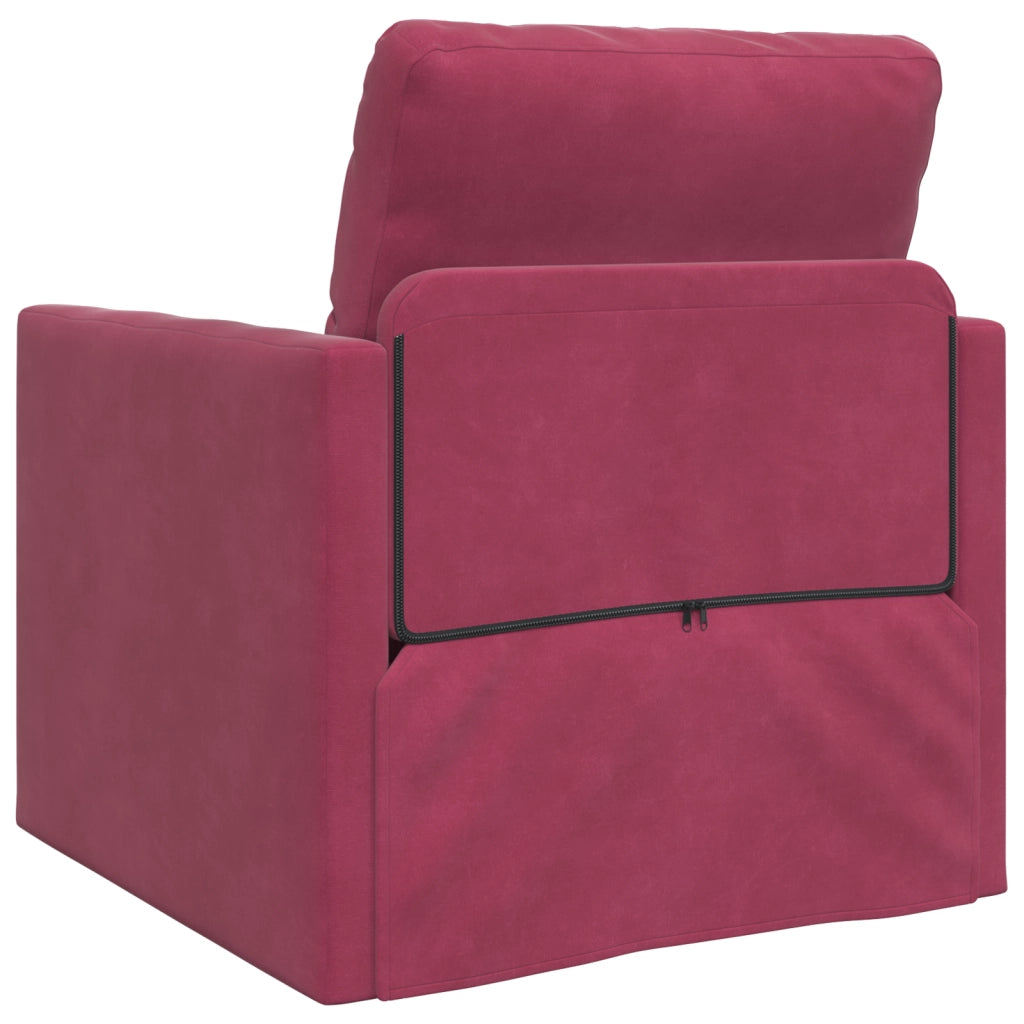 Divano letto 2-in-1 Rosso Vino 74x77x81 cm in Velluto
