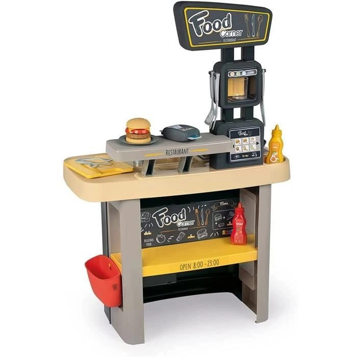 Smoby - Food Corner Restaurant - Kitchen Resto con lettore CB - 29 Accessori - Imitazione Giocattolo per Bambini