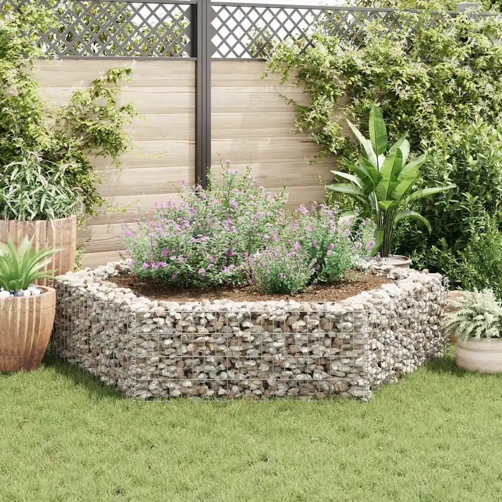 Gabbione Fioriere | Cassetta per fiori | Letto Rialzato da Giardino Esagonale 200x173x40 cm