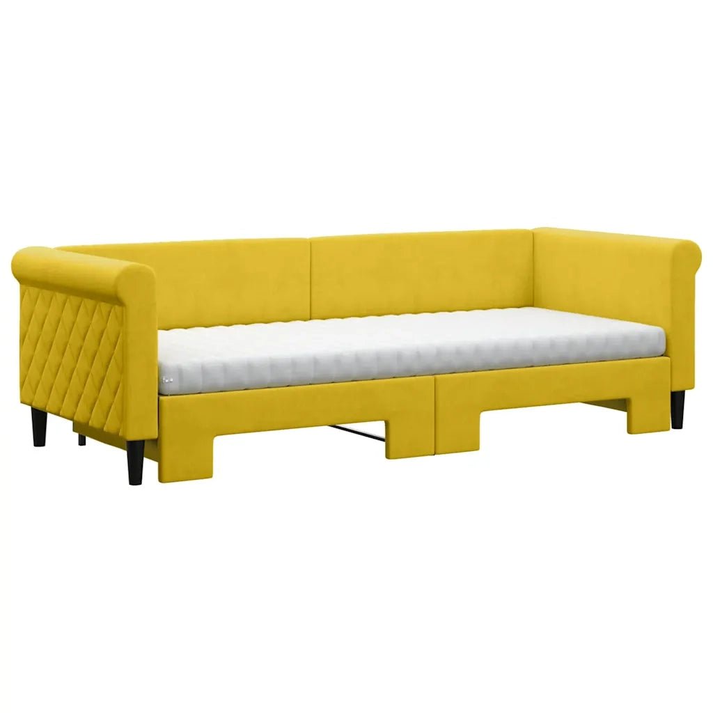 Divano Letto Estraibile con Materassi Giallo 80x200 cm Velluto