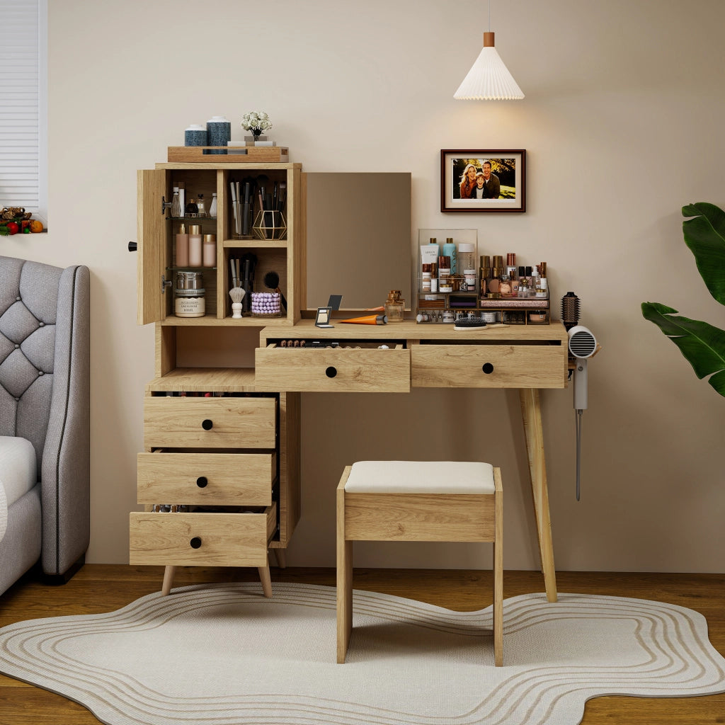 Scrivania con cassetti ¨C Minimal ¨C rovere multistrato 90x50x75cm