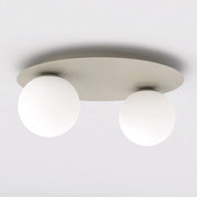 Lampada a sospensione Solar in acciaio beige e vetro opalino