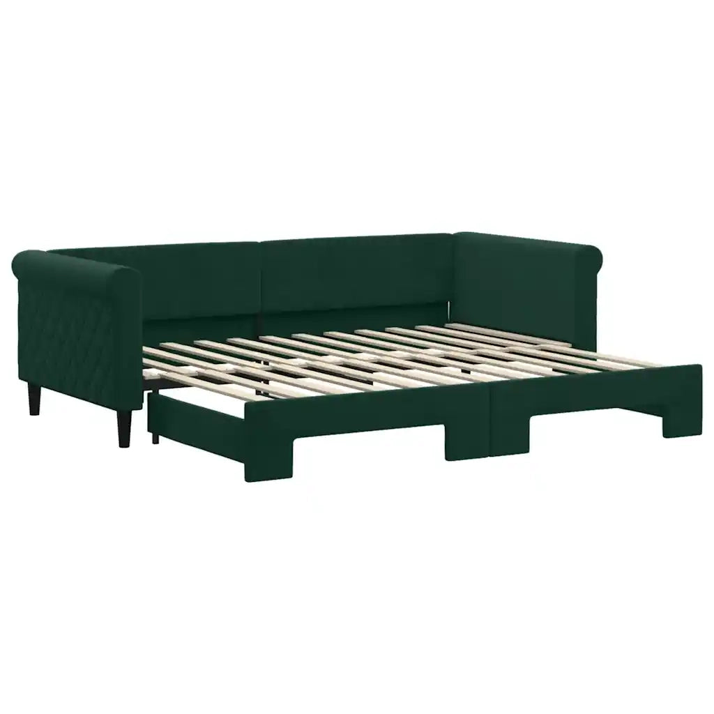 Divano Letto con Letto Estraibile Verde Scuro 90x200cm Velluto 3197773