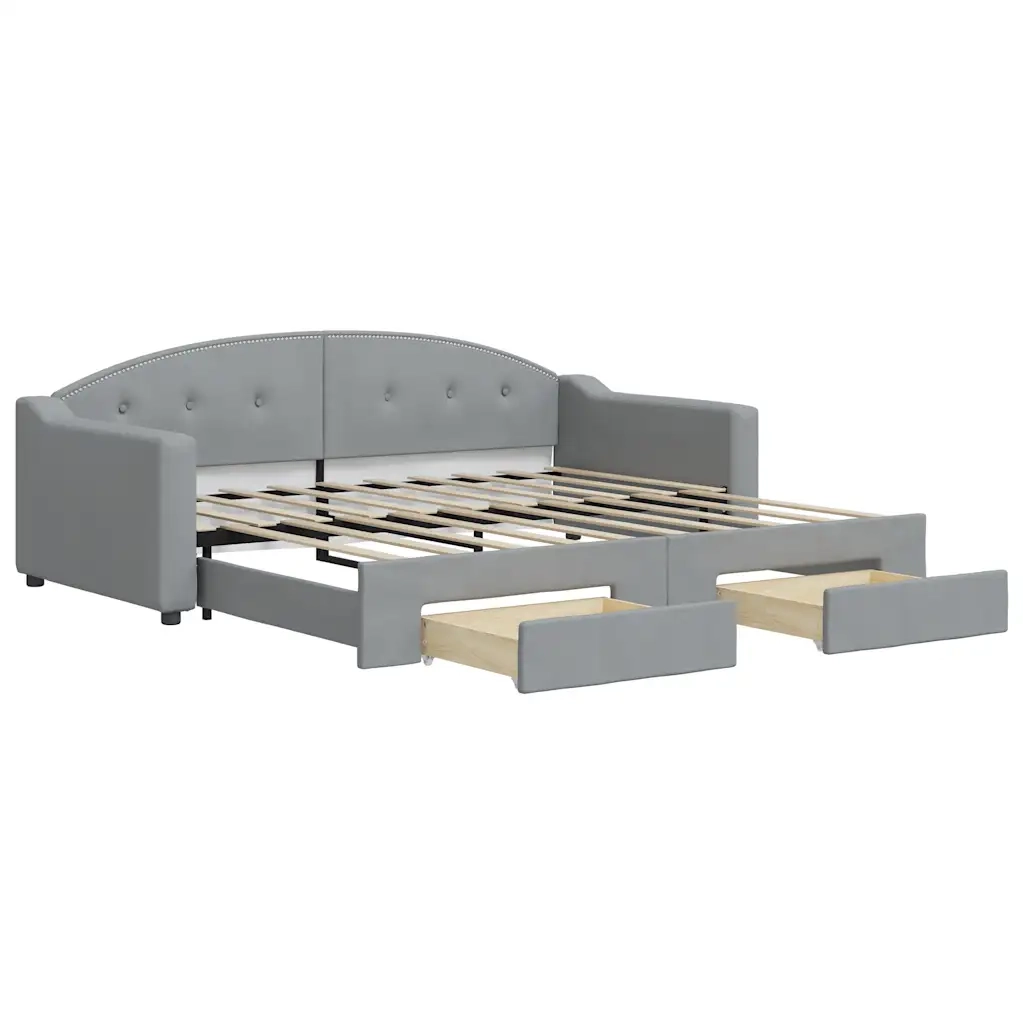 Divano Letto Estraibile Cassetti Grigio Chiaro 100x190 Tessuto 3197609