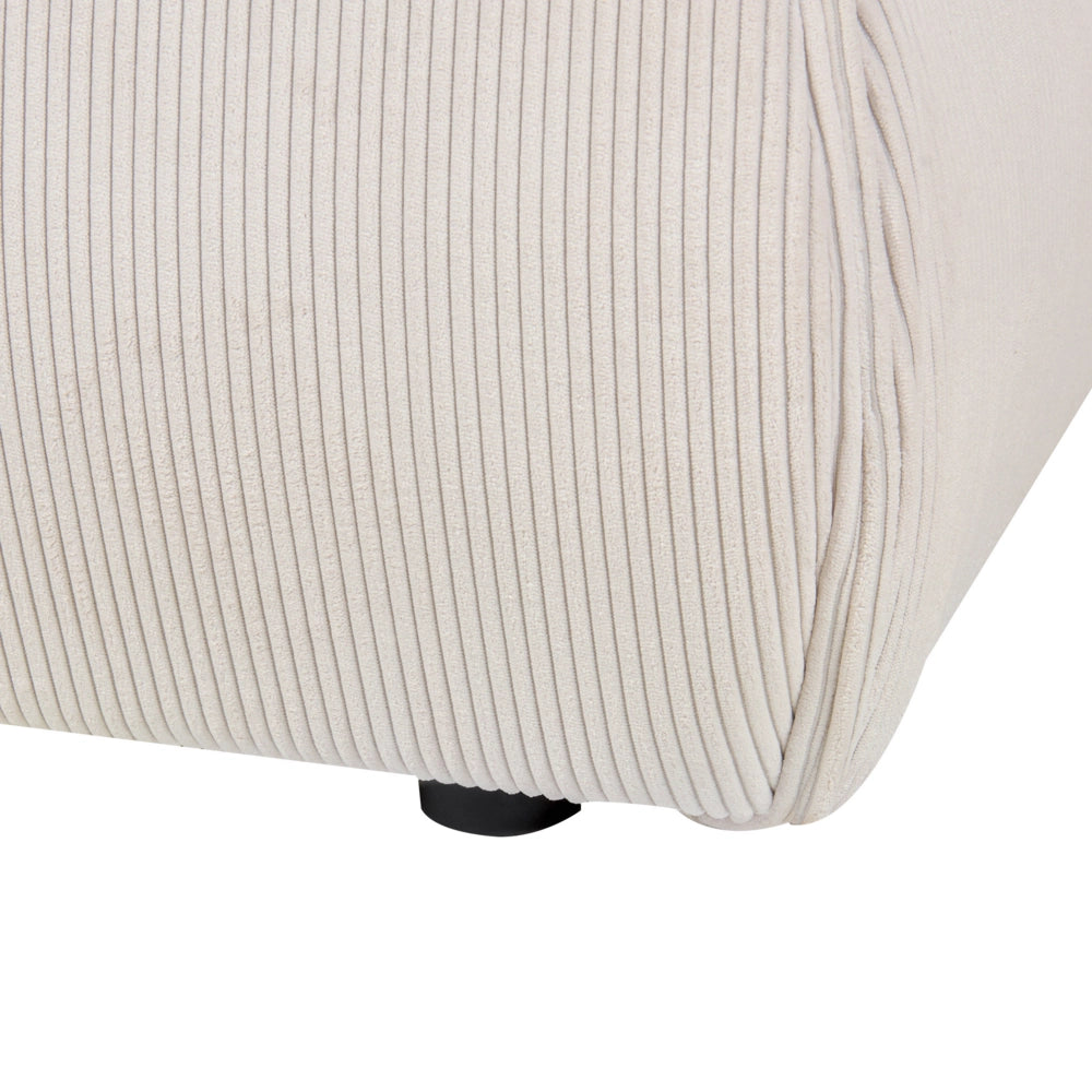 Letto matrimoniale imbottito in velluto a coste beige 160 x 200 cm con rete a doghe e spessa testata imbottita