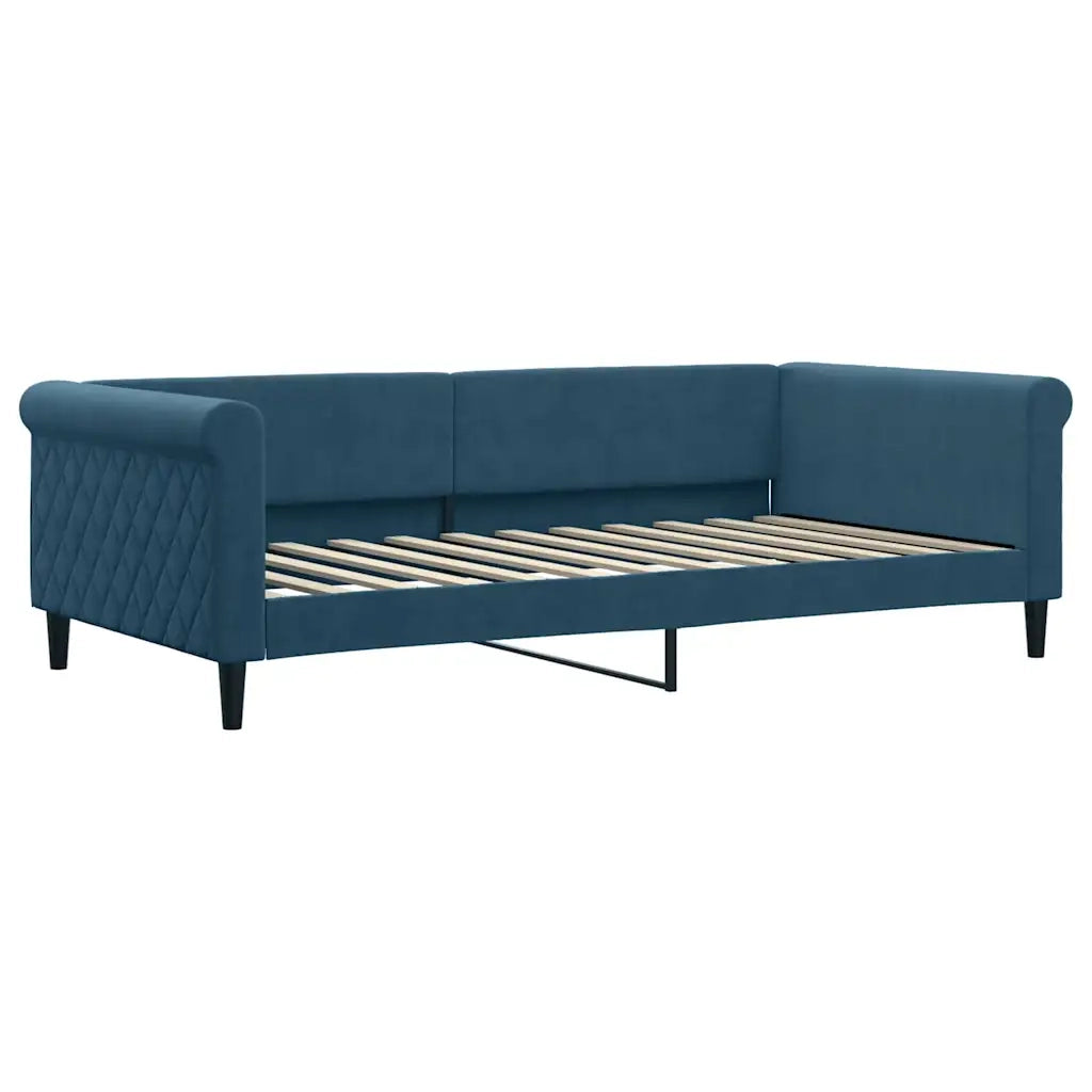 Divano Letto Estraibile con Cassetti Blu 100x200 cm in Velluto 3197825