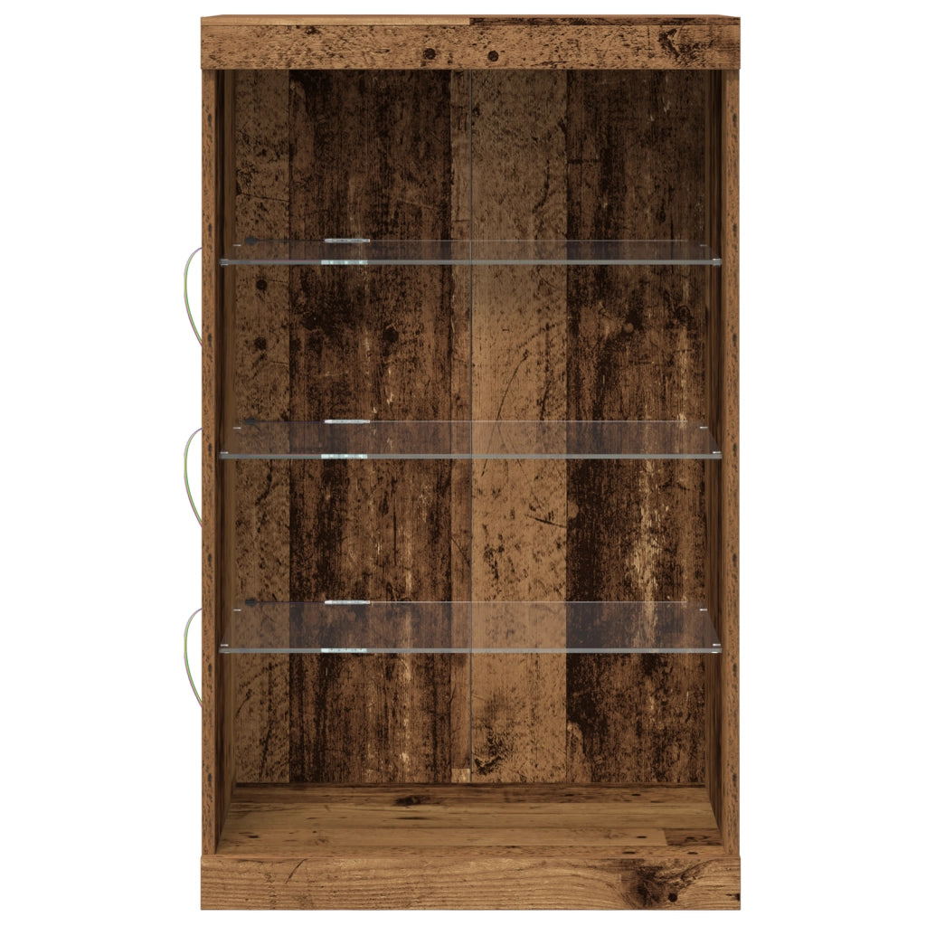 Mobile TV  con luci LED in legno vecchio 60,5x37x100 cm