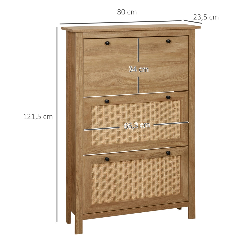 Scarpiera 3 Ante con Ripiani ¨C Zephmum ¨C Legno Naturale