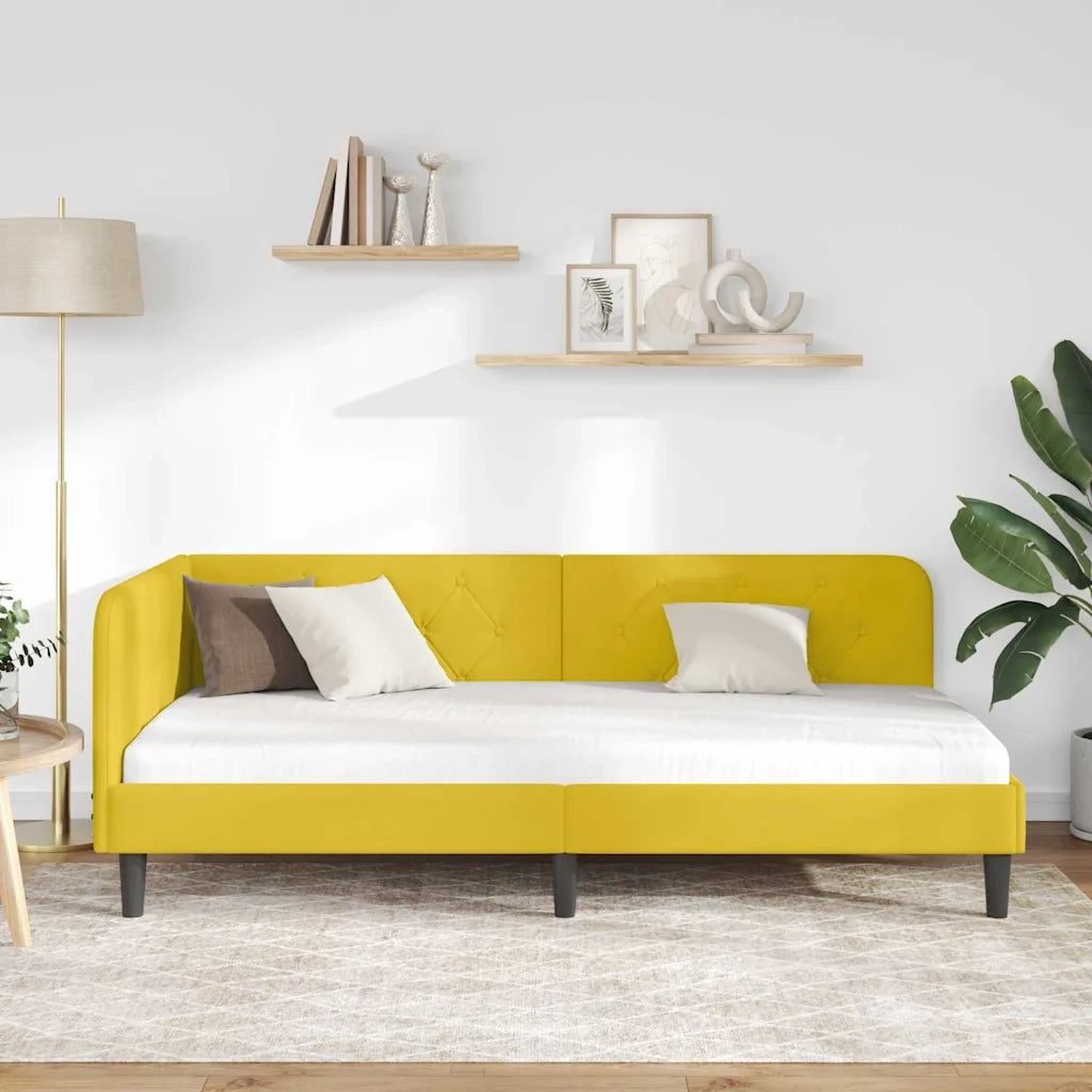 Cornice del letto ad angolo Giallo 90 x 190 cm Velluto 42016602