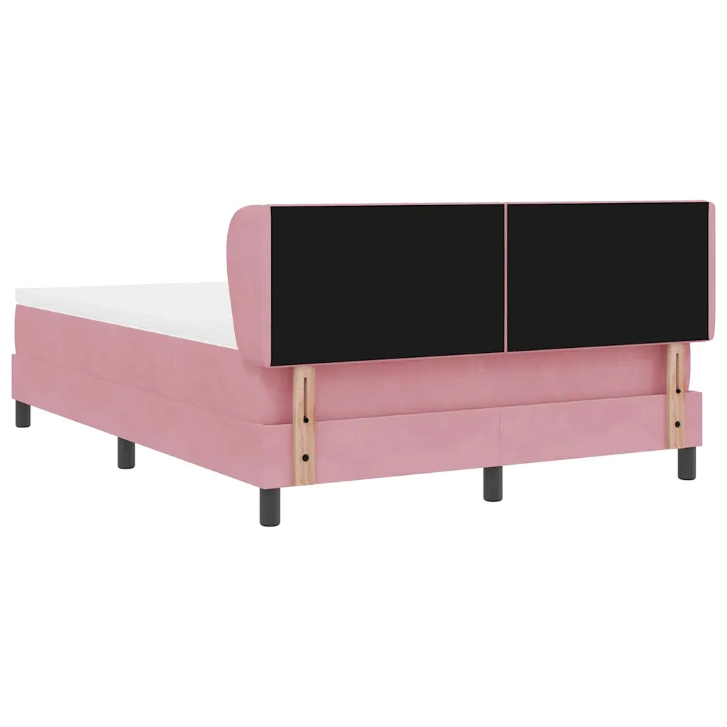 Letto a molle con testiera Rosa 140 x 190 cm Velluto 3340441