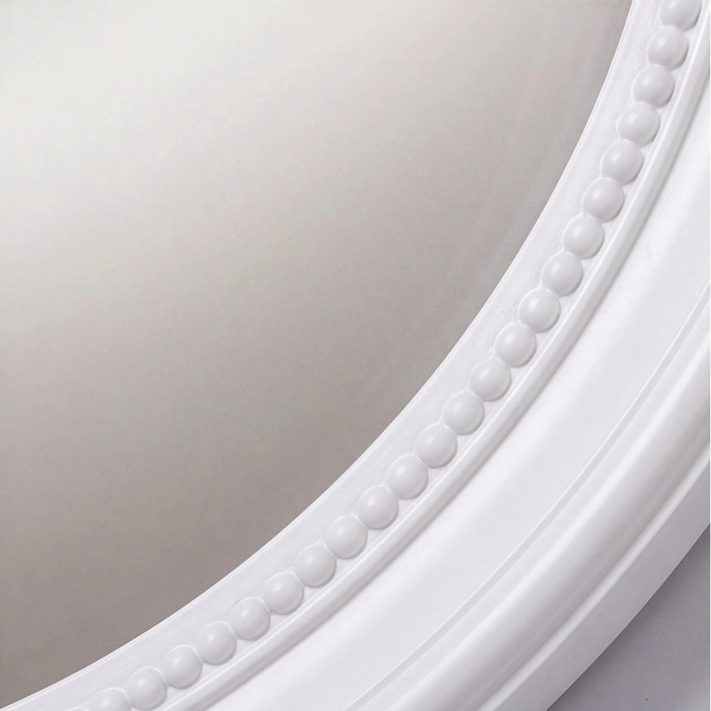 Specchio Decorativo Rotondo MR512 da Parete 45x45 cm Bianco con Bordo Interno Perlinato