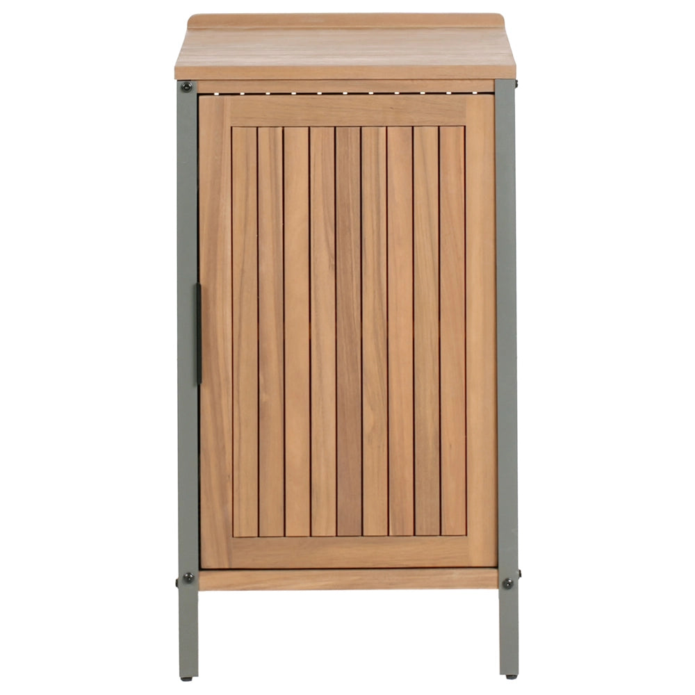 Mobile da cucina per esterni in legno di acacia marrone 2 ripiani 1 anta con top 50 x 50 x 92 cm Giardino Cucina Pranzo
