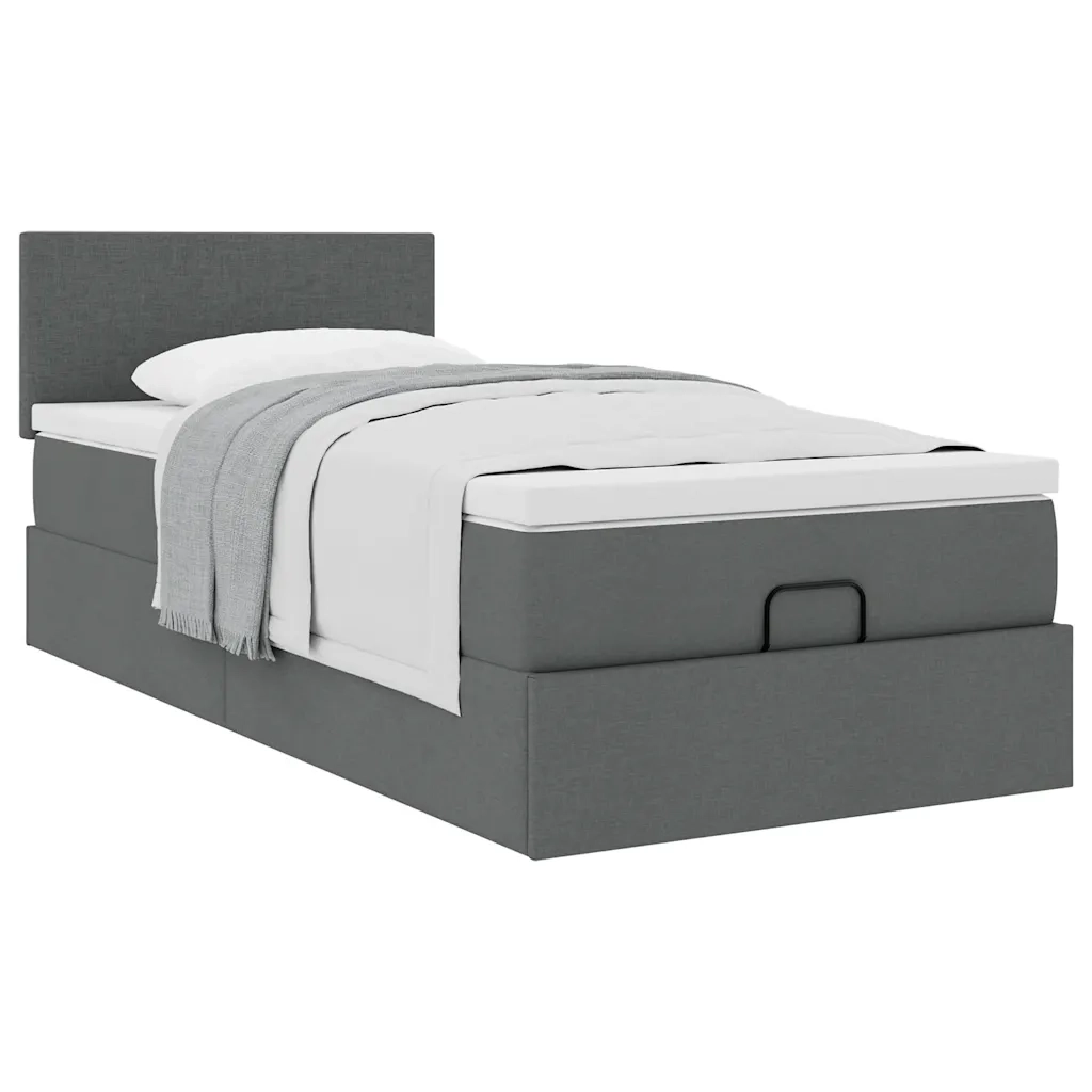 Pouf Letto con Materasso Grigio Scuro 90x200 cm in Tessuto 3311346
