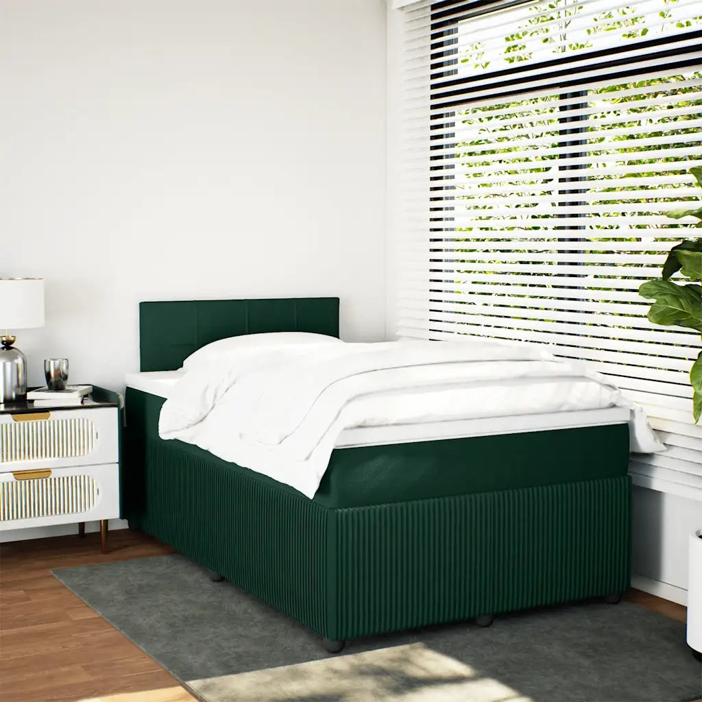 vidaXL Giroletto a Molle con Materasso Verde Scuro 120x190 cm Velluto