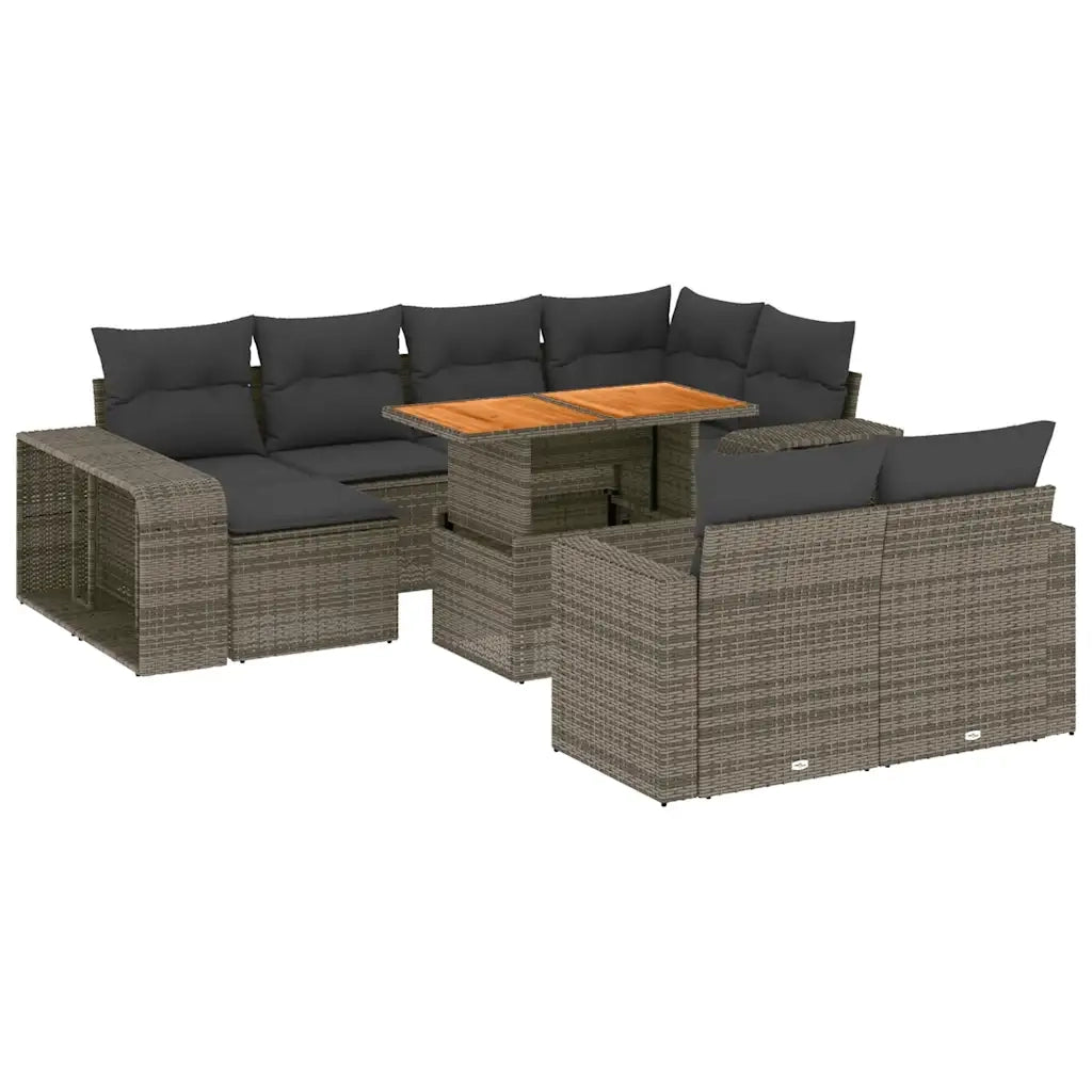 Set Divani da Giardino 11 pz con Cuscini in Polyrattan Grigio 3274593