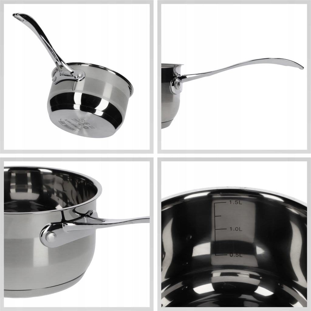 Pentola KADAX in acciaio inox, 1,8 L, con manico, adatta a piani cottura a gas e a induzione.