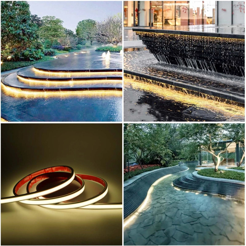 Striscia COB NEON flex LED lineare dimmerabile 24V immersione IP68 luce flessibile piscina doccia fontana giardino 3000K