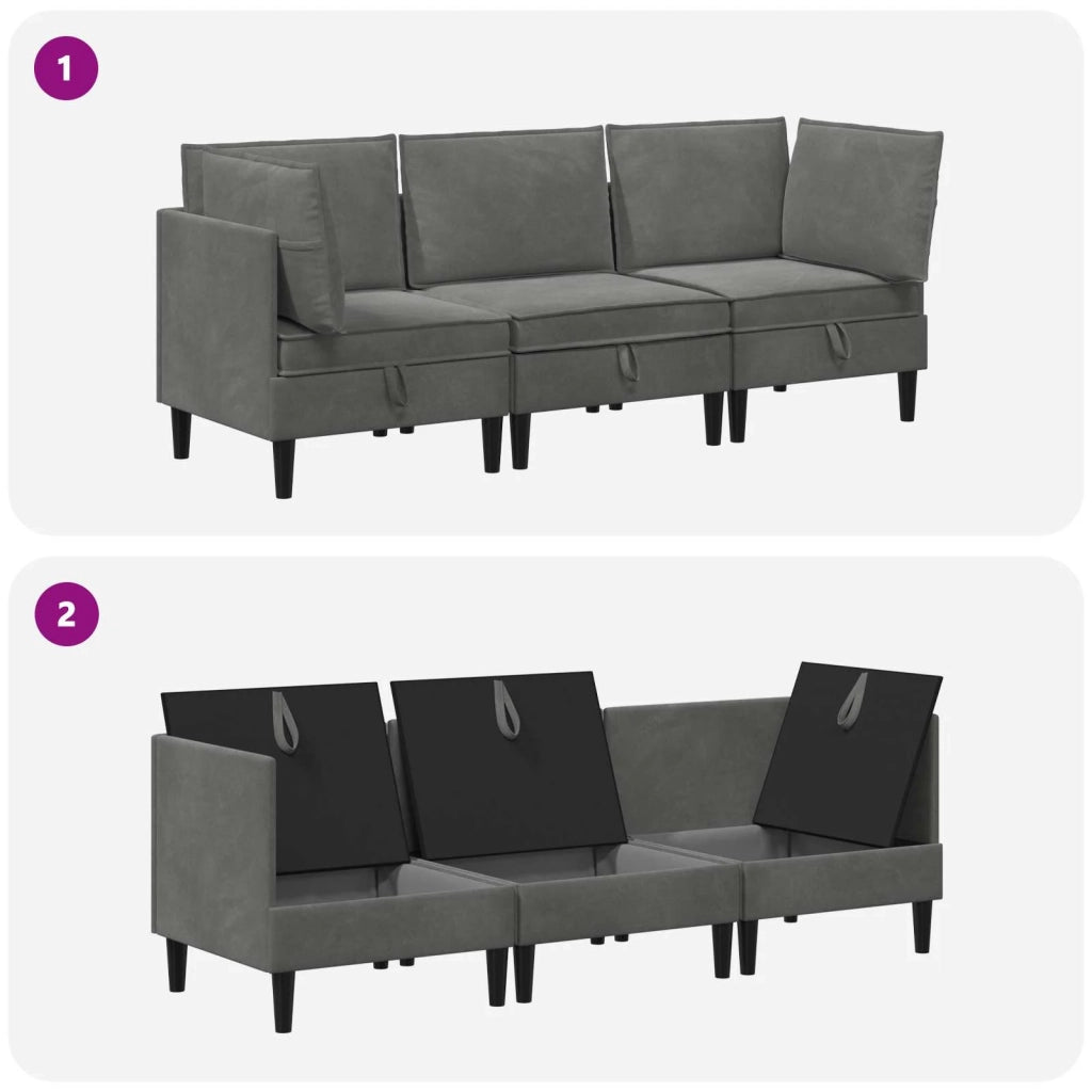 Set di mobili per il soggiorno 3 pcs Grigio Scuro Velluto
