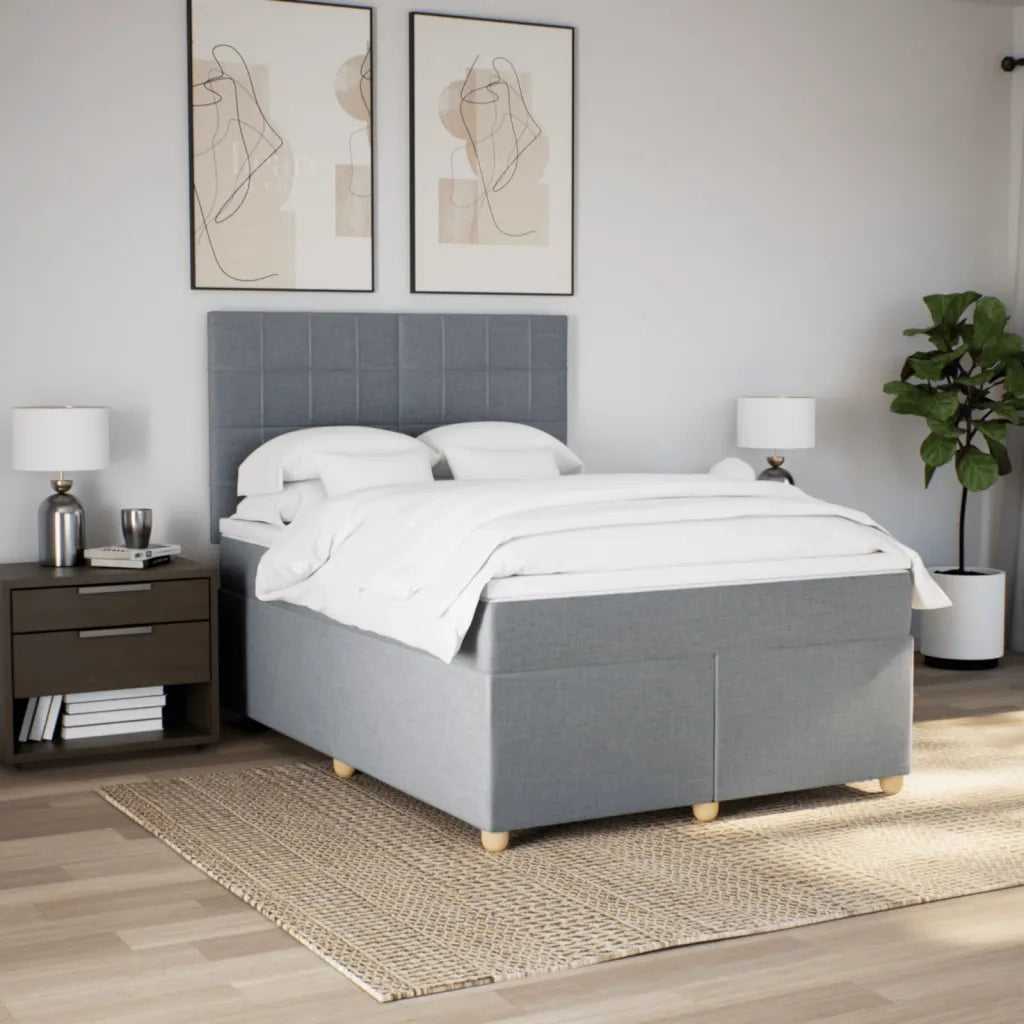 Giroletto a Molle con Materasso Grigio Chiaro 140x200cm Tessuto