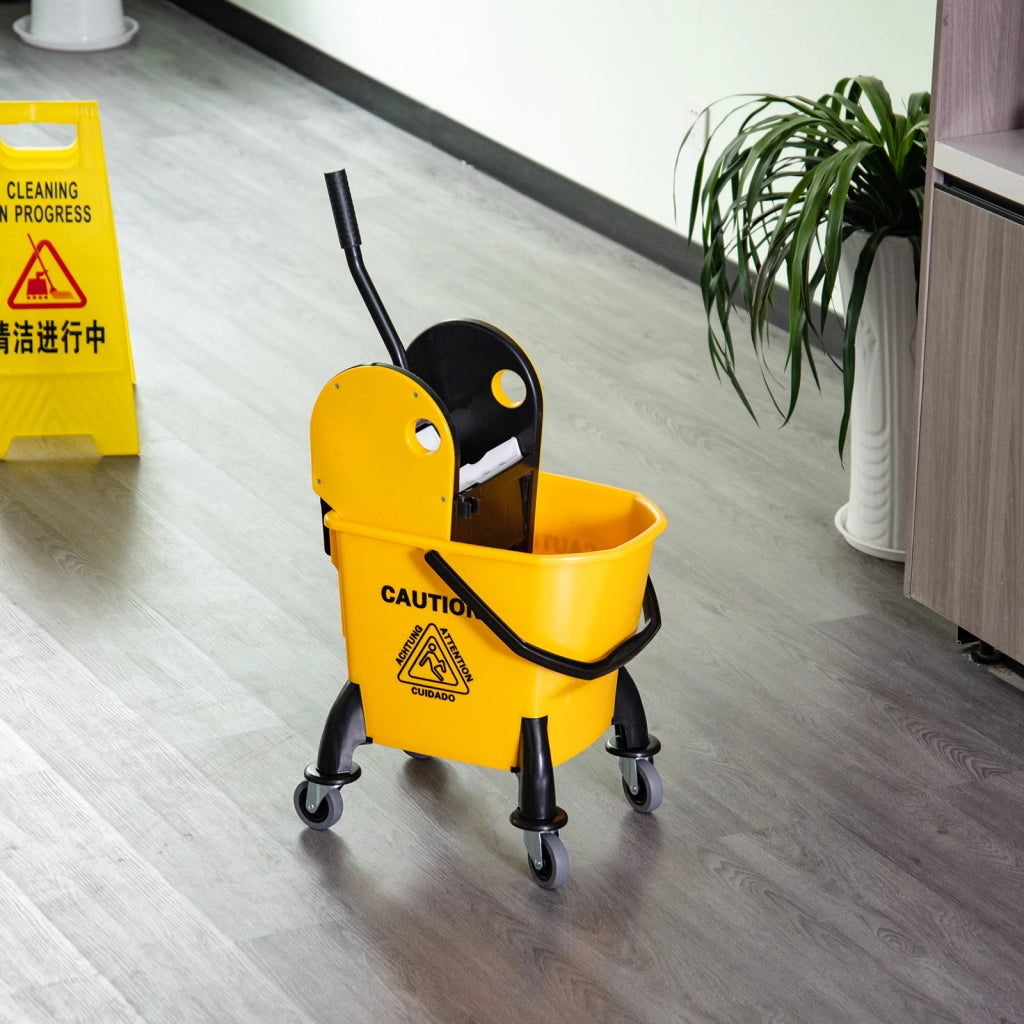 Carrello per pulizia con secchio e strizzatore 26L ¨C zephmum ¨C Giallo, 44x36x90 cm