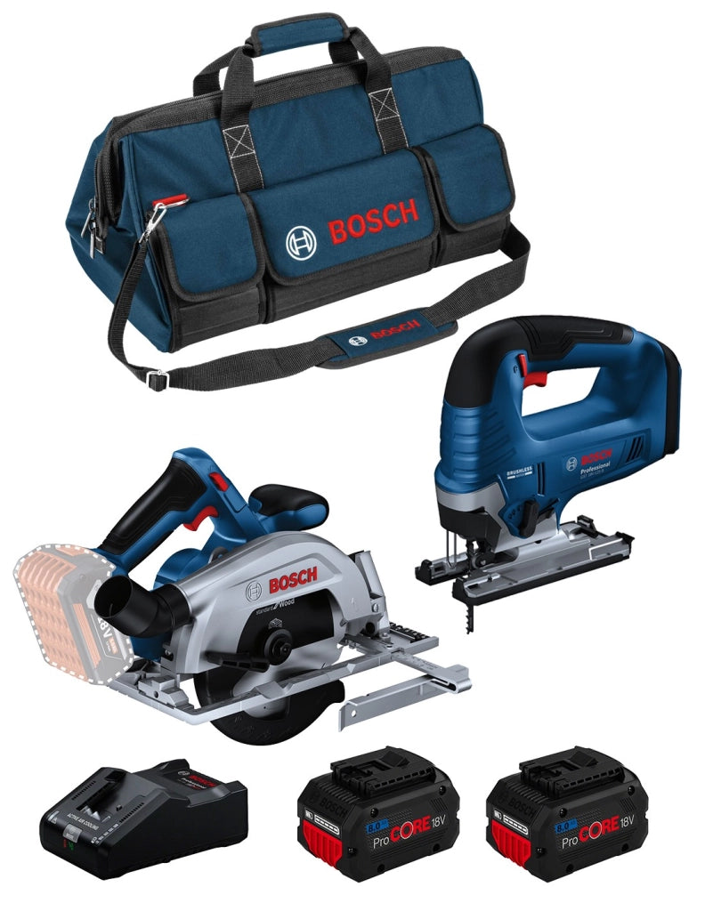 BOSCH Kit BK2023BAG (GKS 18V-57-2 + GST 18V-125 B + 2 x 8,0 Ah ProCORE + GAL18V-160 + HDBAG)