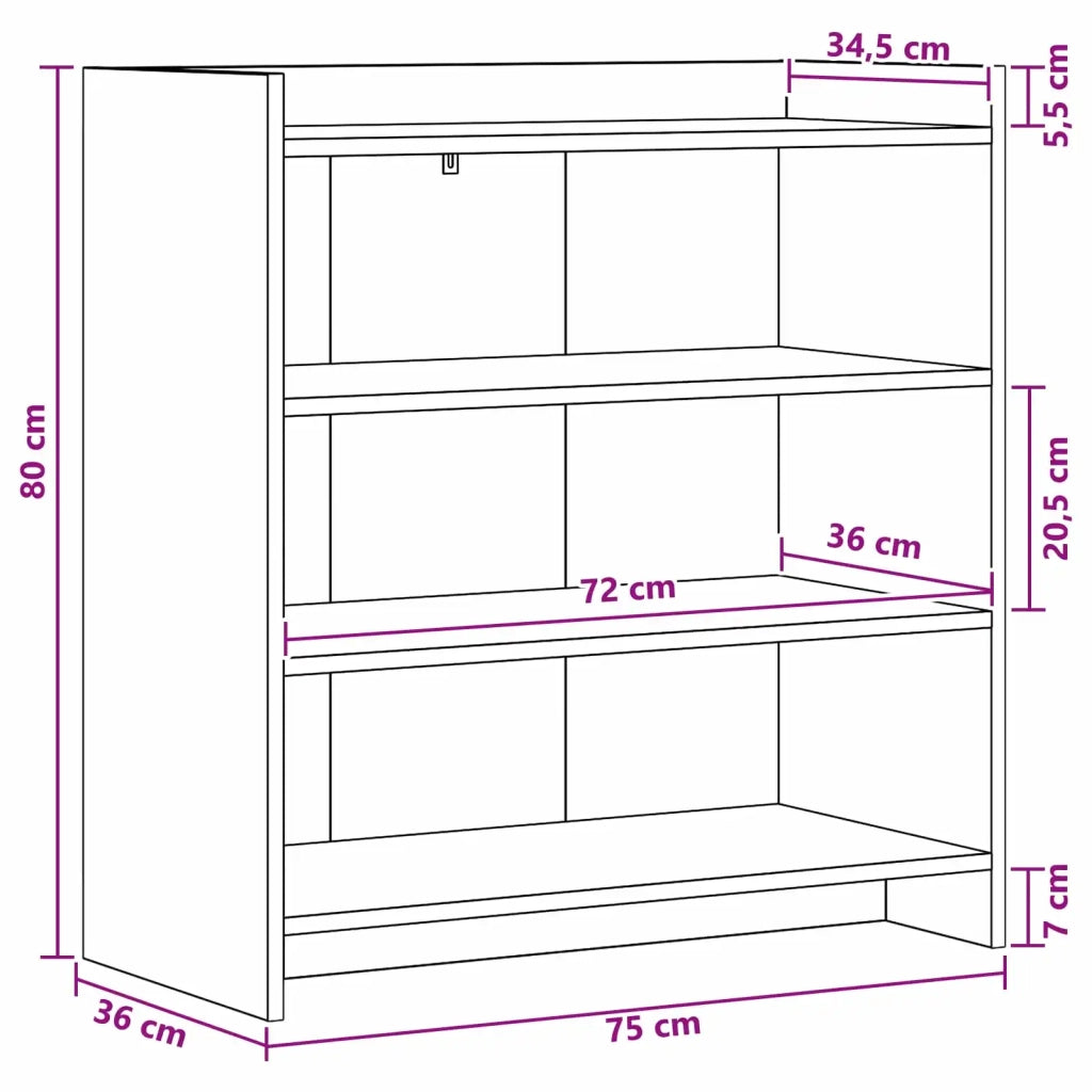 Credenza Rovere Fumo 75 x 36 x 80 cm Legno ingegnerizzato 8011111