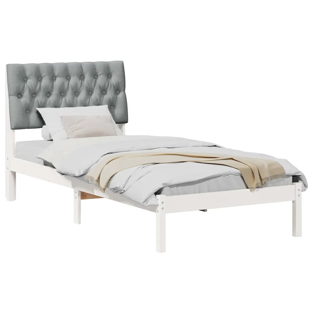 Letto con Testiera Rivestita-Struttura Letto con Testiera Bianco 90 x 200 cm