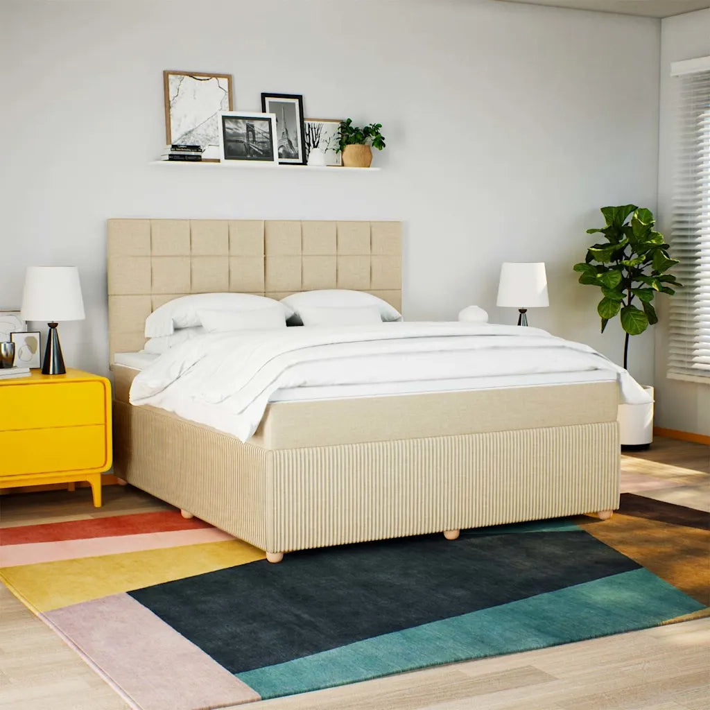 vidaXL Giroletto a Molle con Materasso Crema 180x200 cm in Tessuto