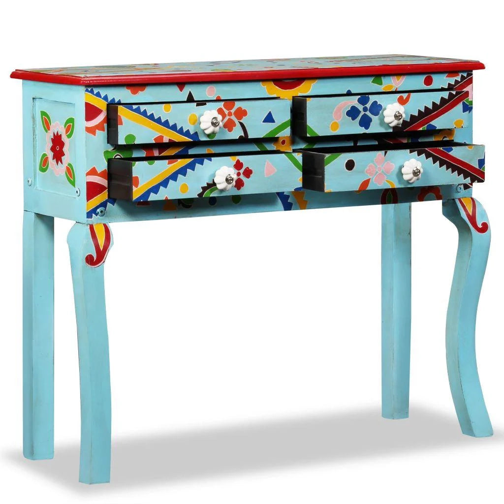 Buffet credenza mobiletto consolle mobile contenitore legno massello di mango dipinto a mano in blu 4402020