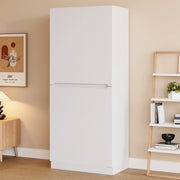 Armadio a due ante 70x40x170 cm in legno; metallo; compensato e MDF; bianco