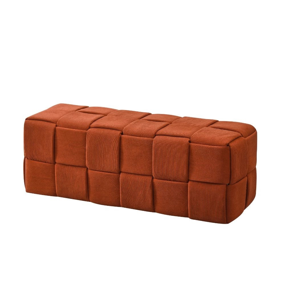 Pouf Den rettangolare effetto intrecciato colore ruggine
