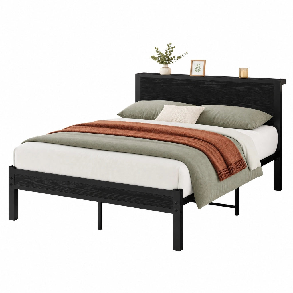Letto singolo in MDF e metallo con vano sottoletto