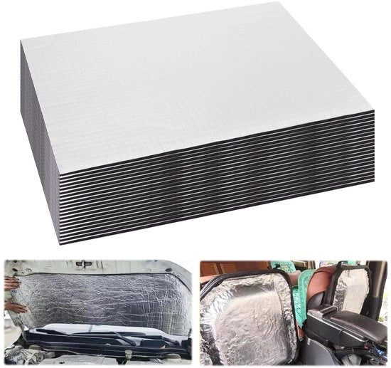 Isolatiemat per auto, 20 pezzi, 18 x 25 cm, 5 mm, isolamento acustico, adesivo, isolamento acustico, materiale morbido, resistente al calore, impermeabile all'acqua, idoneo per capote, tetto, portiere, scarpe da lavoro