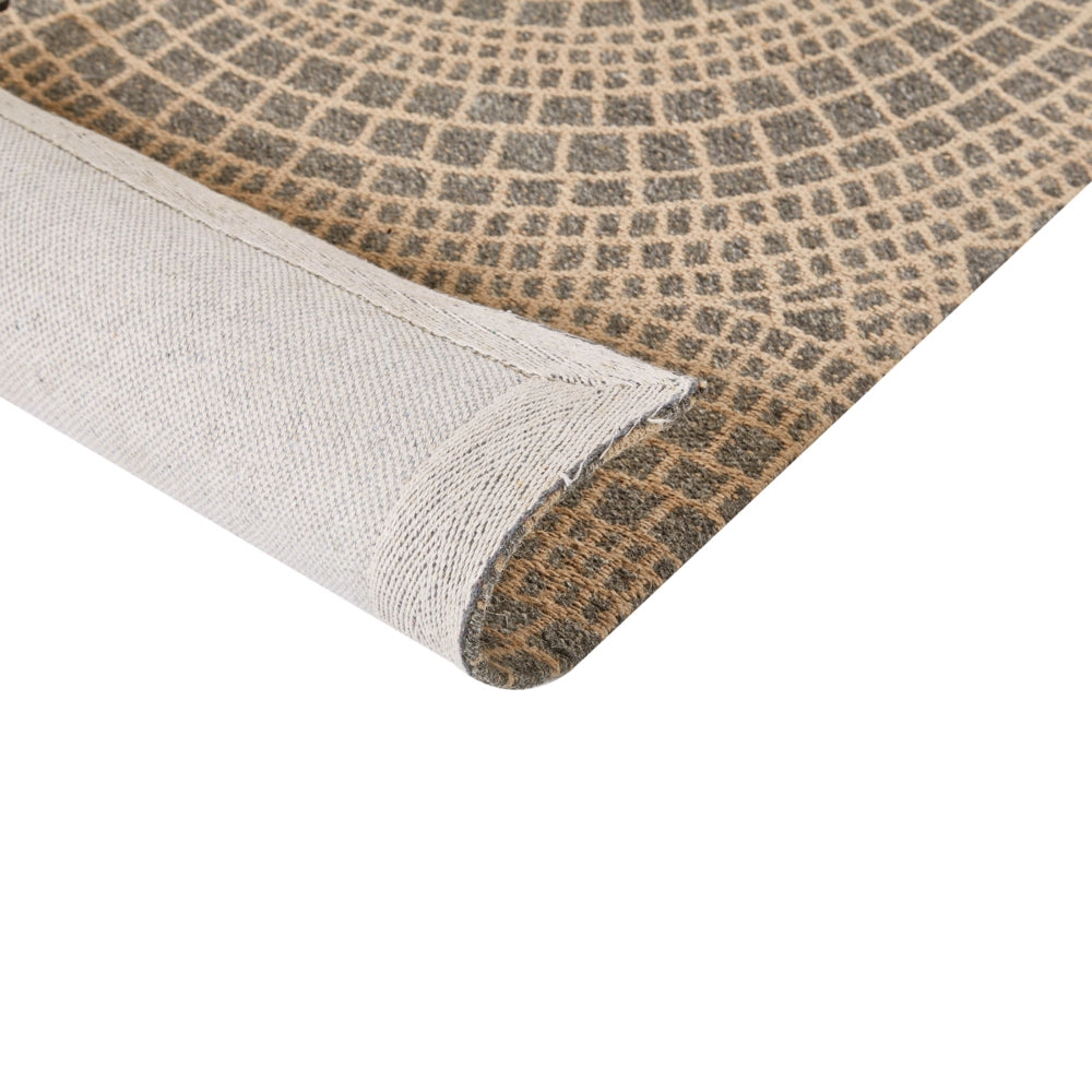 Tappeto da giardino beige e grigio in iuta 160 x 230 cm Rettangolare con motivo geometrico a trama piatta stile boho Camera da letto Soggiorno