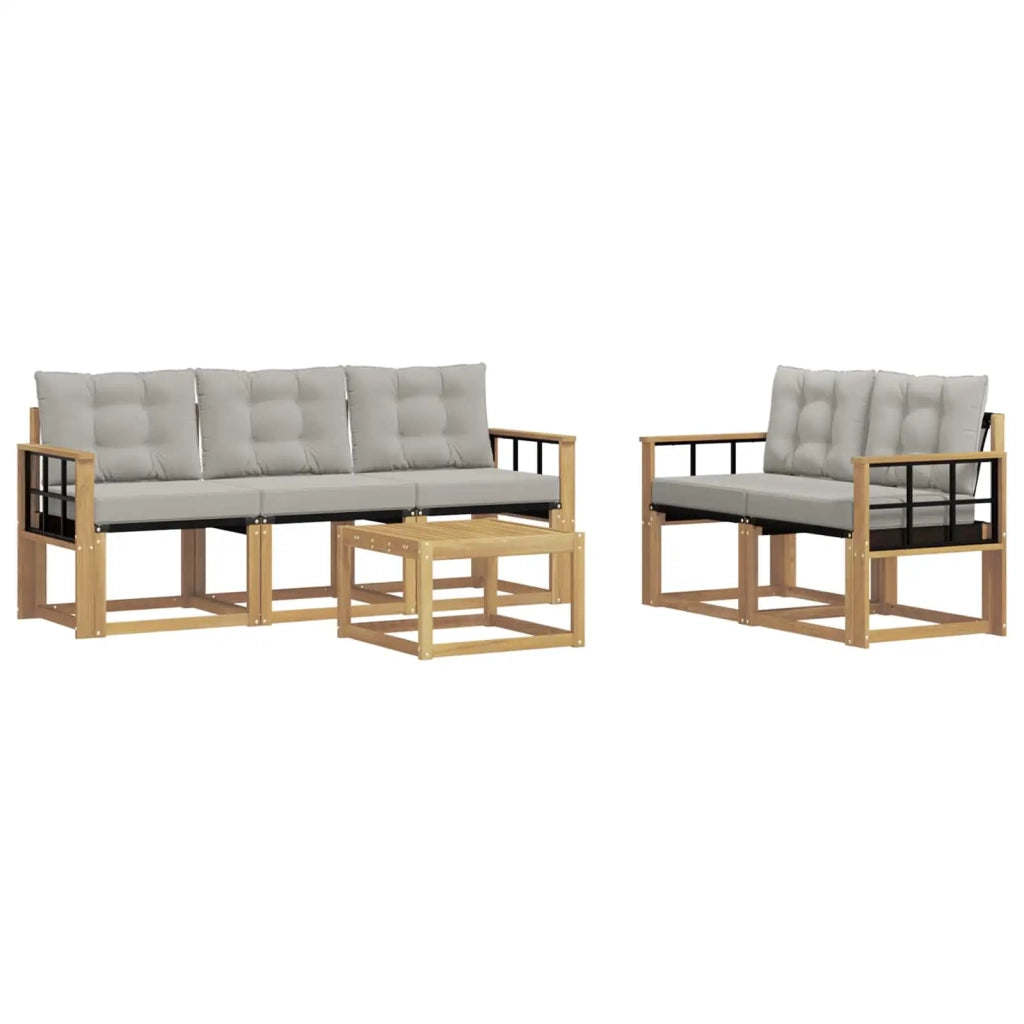 Set di divani da esterno 6 pz Bianco e Grigio Chiaro 3389217