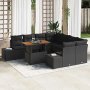 Set da Pranzo per Giardino con cuscino 9 pcs Nero e Marrone 3349946