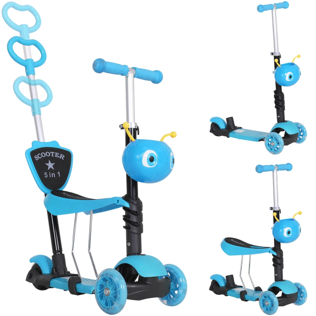 Monopattino 3 Ruote per Bambini ¨C Xylo ¨C 5 in 1 Evolutivo Regolabile con Sedile Rimovibile Blu