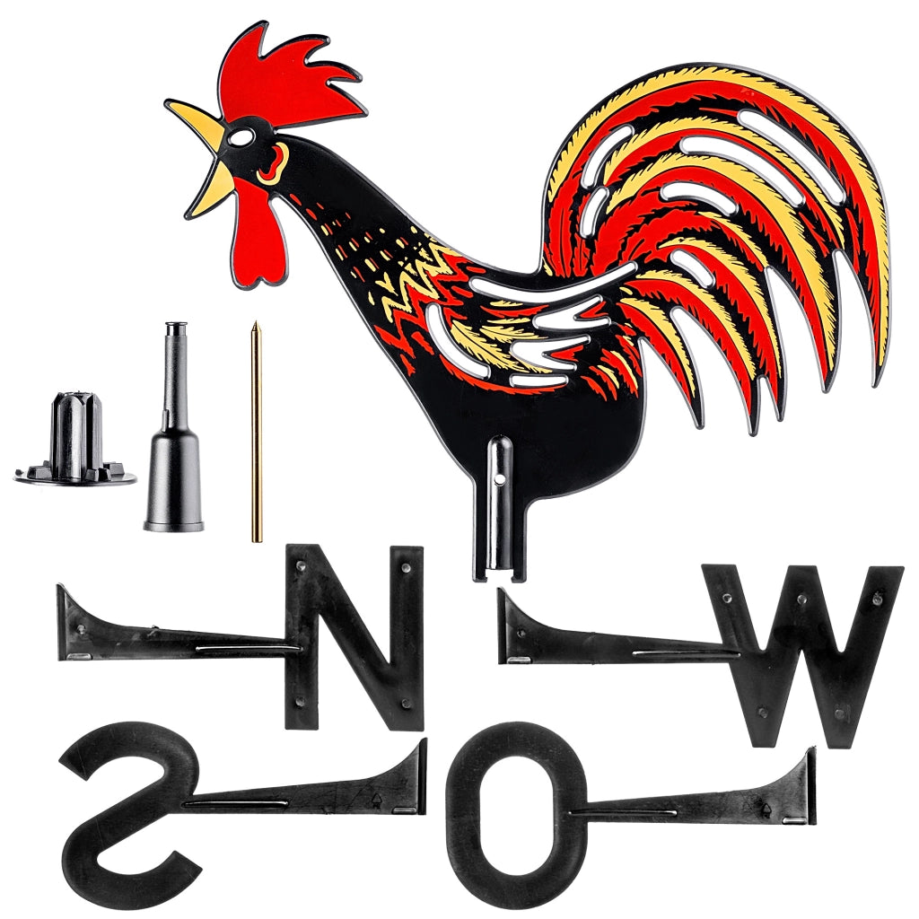 KADAX Rooster Garden Weather Bander, Rosa dei Venti decorativa da giardino a forma di gallo, per tetto
