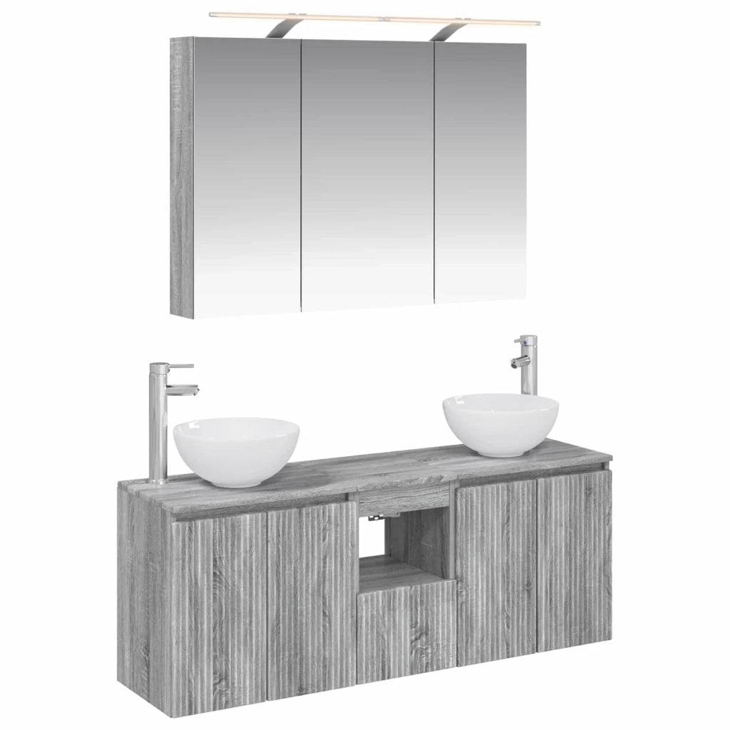Set di Armadi da Bagno 4 pcs Sonoma grigio 100 x 14,5 x 70 cm 3406340